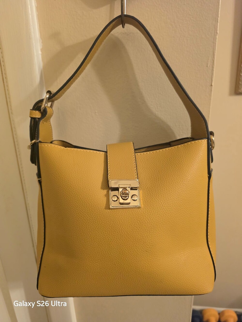 Faux PebbledLeather Structured Satchel Handbag W/Goldtone Hardware & Dustbag-NEW